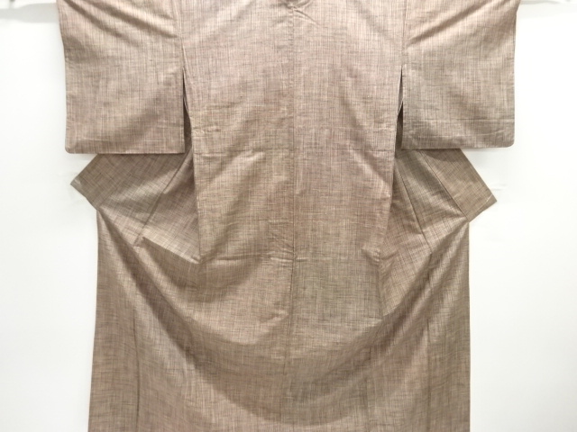 JAPANESE KIMONO / ANTIQUE HITOE KIMONO / SILK / HAND WOVEN TSUMUGI / GRID